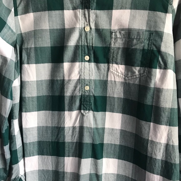 J. Crew Factory Green Plaid Popover Button Down - Picture 3 of 8